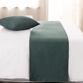 AMBERIS Camino de Cama Azul-Verde, Bufanda Decorativa de Hotel de Imitación de Lino para el hogar