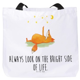 Mr. & Mrs. Panda Shopper Fox Stars - Gift, Beautiful Saying, Leisure Bag, Beach Bag, Bag, School Bag, Carry Bag, Foxes, Bag, Saying Positive, Relaxed, Moon, White