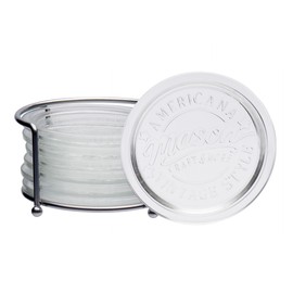 Mason Craft & More 7-Piece Glass Coasters Set with Metal Organizer