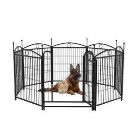 Dithoko Dog Playpen, 31.7 inch 8 Panels Metal Dog Exercise Pen & Playpen with Door, Foldable Portable Indoor/Outdoor Pet Playpen for Large Medium Dogs and Pet (Black)