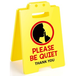 MBL Office Be Quiet Sign - PLEASE BE QUIET, Funny Desk Warning Caution Reminder Sign Cubicle Meeting Conference Room library Decor for Coworker Teammate Employee Boss White Elephant Under 10 Dollar