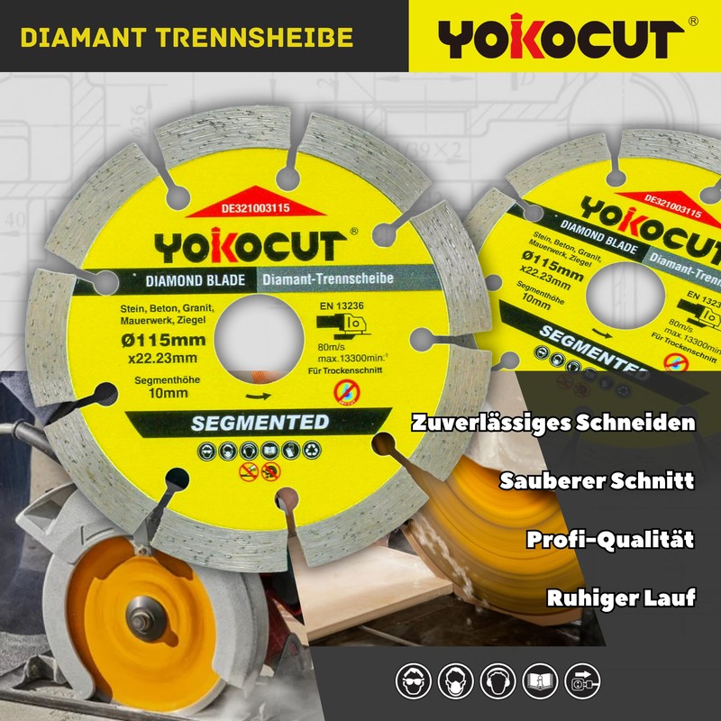 YOKOCUT Diamond Cutting Disc 115 mm, Diamond Cutting Disc Set
