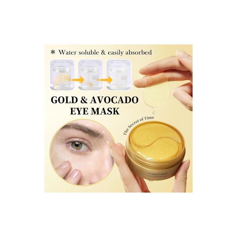 Flouzor - 120PCS Parches de Ojos set,24K Gold Parches Ojos