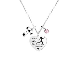 LUXYSODE Football Initial A-Z Necklace Football Gifts for Girls Football Necklace Gifts Football Players Gift Football Necklace Sliver Jewellery Birthday Christmas Graduation Gifts (T)