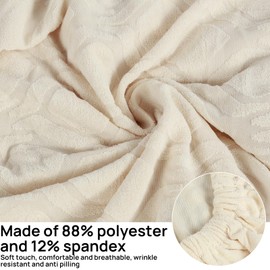 Foribyw 2Pcs Wingback Chair Covers Soft Dining Chair Slipcover Wear Resistant Stretch Full Wingback Chair Protection Removable Wing Chair Slipcovers for Dining Room Banquet Party Decor(Beige)