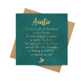 Auntie Foil Christmas Card | gold foil red luxury Christmas Card with poem | special card for Auntie at Christmas