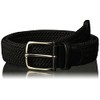 Perry Men's Woven Belt with Stretch Leather-Trim Fabric, Black, Large