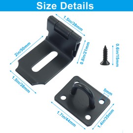 Aracombie 90 Degree Hasp Latch Lock, 3 Inch Padlock Hasp Latch, Black Right Angle Latch with Screws for Shed, Barn, Cabinet, Durable & Corrosion-Resistant Design