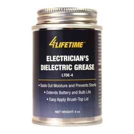 Dielectric Silicone Grease with Battery Terminal Post Washers - Waterproof and Non-Conductive Lubricant for Electrical and Automotive Applications - Easy Application 4oz Brush Top Can