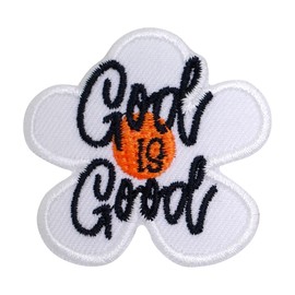 pipomama God is Good Daisy Faith Iron On Patches for Clothing Embroidered Applique Patch Badge Sew On Emblem DIY Craft