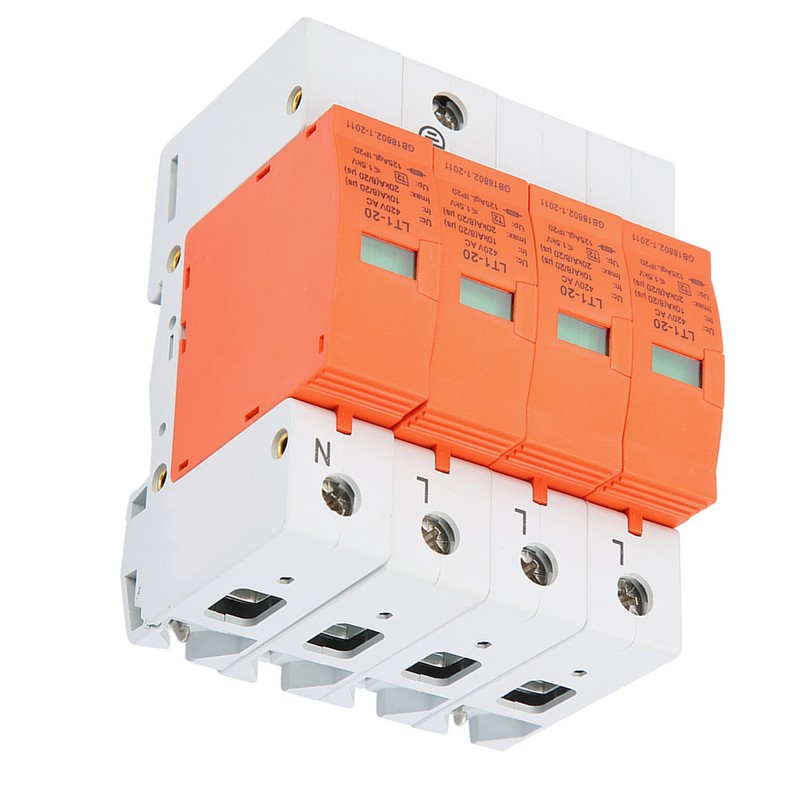 4P 20kA 420vAC House Surge Protective Low voltage Arrester Device