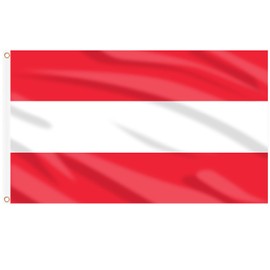 AhfuLife Austria Flag 5ft x 3ft for Party Decorations, 1Pcs Large Austrian Flag Polyester Double Side with Brass Eyelets for Eurovision Euro Football World Cup Garden Street Party Decorations