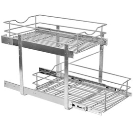 LOVKIT 2 Tier Pull Out Cabinet Organizer, (17½"W x 22" D) Soft Close Pull Out Drawer for Kitchen Cabinet, Individual Slide Out Drawer Organizer for Pantry Kitchen Base Cabinet,Wire Basket