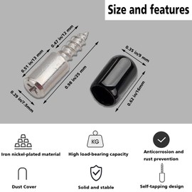 WUMUZAI 40pcs Cabinet Shelf Pegs with Non-Slip Sleeve, Shelf Pins for Wood Shelving, Self-Tapping Screws Cabinet Laminate Support, Glass Shelf Holders Pegs for Cupboard, Bookcase, Wardrobe, Black