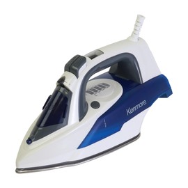 Kenmore Digital Power Steam Iron For Clothes Stainless Steel Soleplate Digital Temperature Control 9 Fabric Presets 1725W Vertical Garment Steamer 3-Way Auto-Off Anti-Drip Self-Clean Blue and White