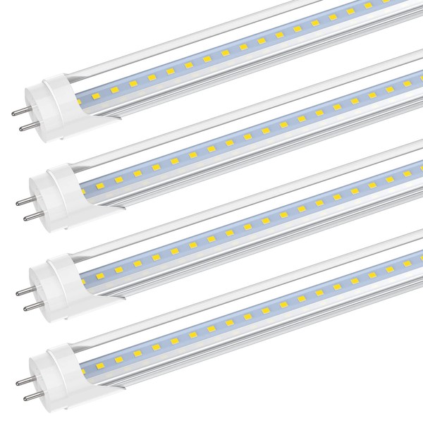 Romwish 2FT LED Tube Light, T8 T10 T12 Type B LED Light Bulb, 10W(24W Equiv.), 5000K Daylight, 1120LM, 24 Inch F20T12 Fluorescent Replacement, Remove Ballast, Double-Ended Power, Clear Cover, 4 Pack