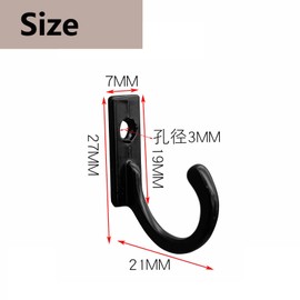 Set of 20 Black Zinc Alloy Wall Hooks 24x17mm with 20 Screws for Bedroom Kitchen