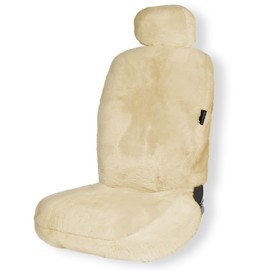 ZONETECH Sheepskin Seat Covers Fuzzy Car Seat Covers Tan Australian Merino Wool Fluffy Fur Auto Accessories All Season Protection for Your Seats Universal Fits Most Car SUV Airbag Compatible