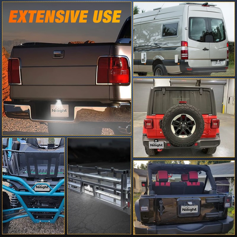 Nilight LED License Plate Light w/Bracket Mount Waterproof Courtesy Step