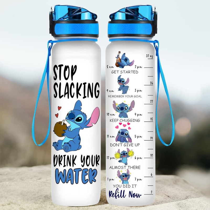Blue Alien 32 Oz Water Track Bottle, Stop Slacking Drink