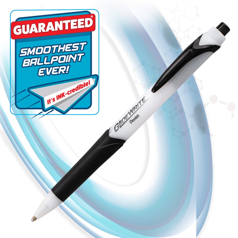 Pentel GlideWrite Ballpoint Pen with TechniFlo Ink, (1.0mm) Medium Line,