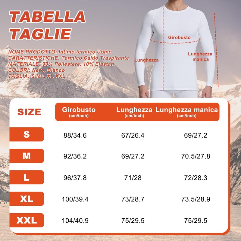 VanKee Maglia Termiche da Uomo Intimo Termico Uomo Asciugatura Rapida
