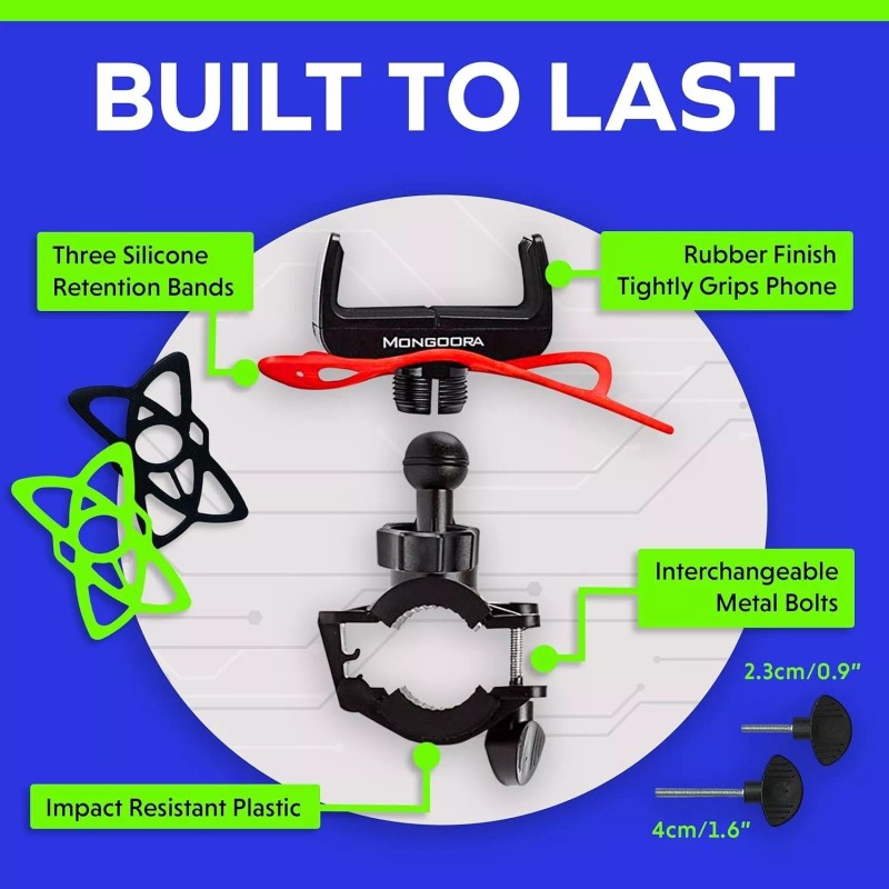 MONGOORA Bicycle & Motorbike PHONE HOLDER w 3 Color Bands