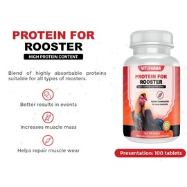 VITOFARMA Protein Blend for Rooster Chicken - Proteina a Base de Suero de Leche y Albumina de huevo para Gallos 100 tabletas