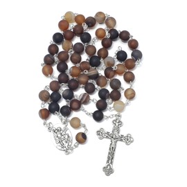 KOMI Saint Michael the Archangel Rosary for Women 8mm Stone Beads Rosary Necklace Catholic Holy Rosaries Crucifix Rosarios Catolicos Religious Gifts