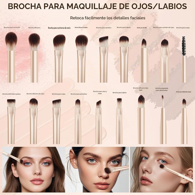 Brochas de Maquillaje Profesional 49 piezas – Set completo con