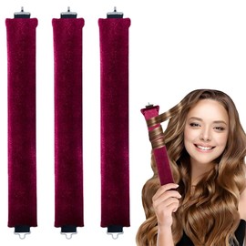 Heatless Curls Band, 3 Pieces, Heat-Free Curlers, Brown, Heatless Curls Set, Soft Velvet, Overnight Blowout Curls Without Heat