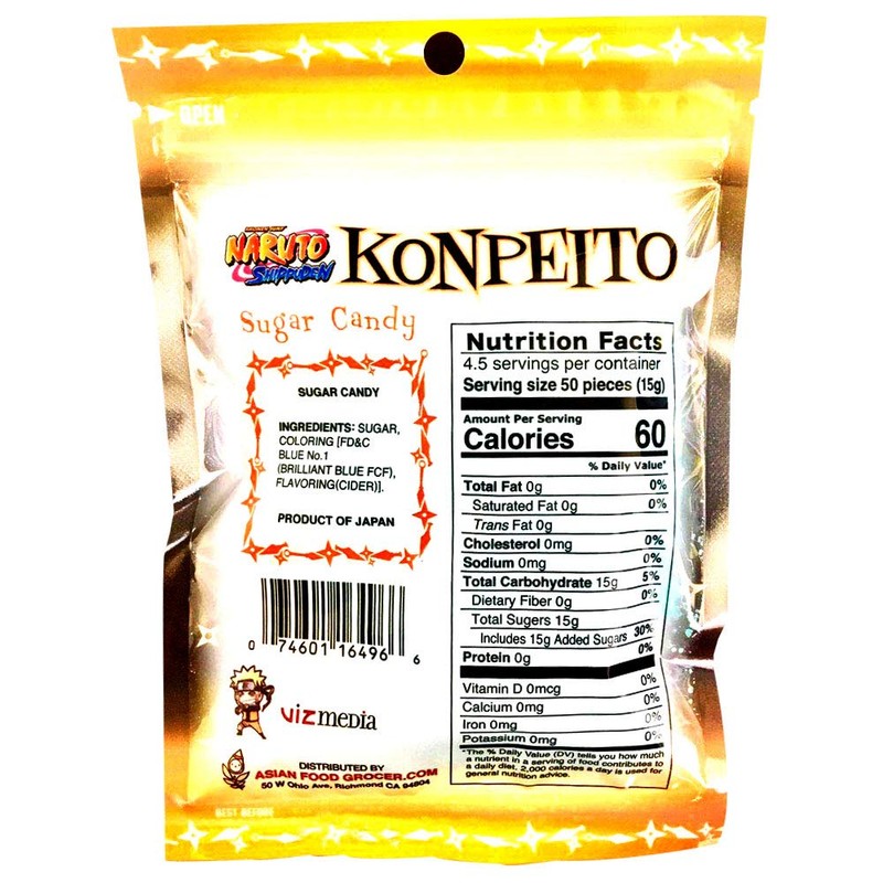 Naruto Shippudem Konpeito Japanese Sugar Candy 2.46oz /70g (Cider, 3
