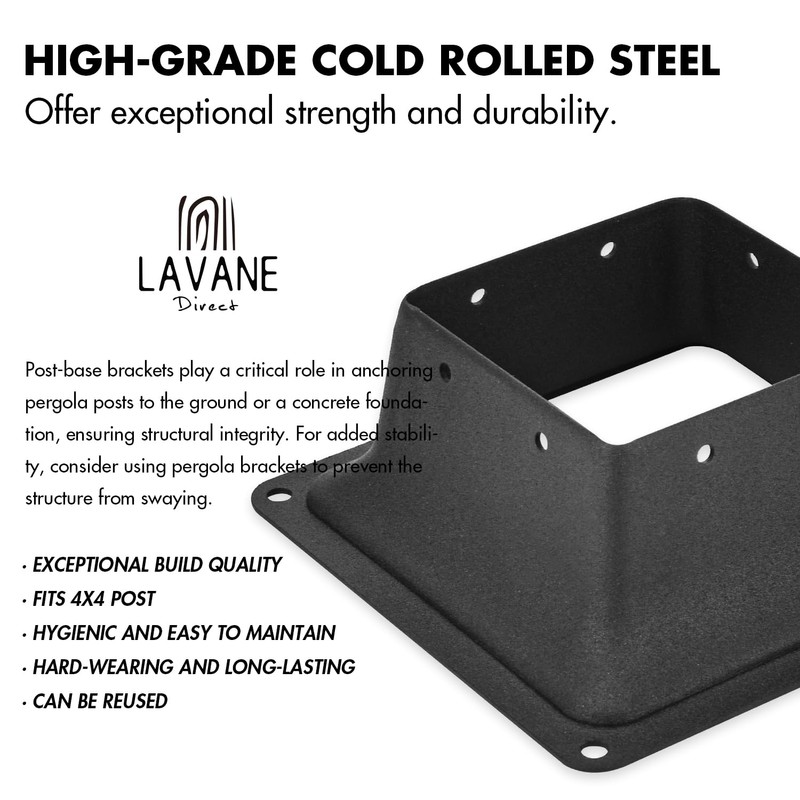 2PCS 4x4 inch Post Base, LAVANE Heavy Duty Powder-Coated Steel
