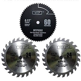 Pack of 3 Assorted Metal/wood 4-1/2" 4.5 inch Circular Saw Blade for Rockwell Rk3441k, Worx WX429L RW9281