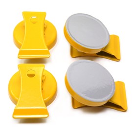 CMS Magnetics - (4-Pack Clips Yellow) Super Strong Colorful Ceramic Magnets for Dry Erase Whiteboards, Bulletins, Refrigerator, Office, Kitchen, School, Classroom