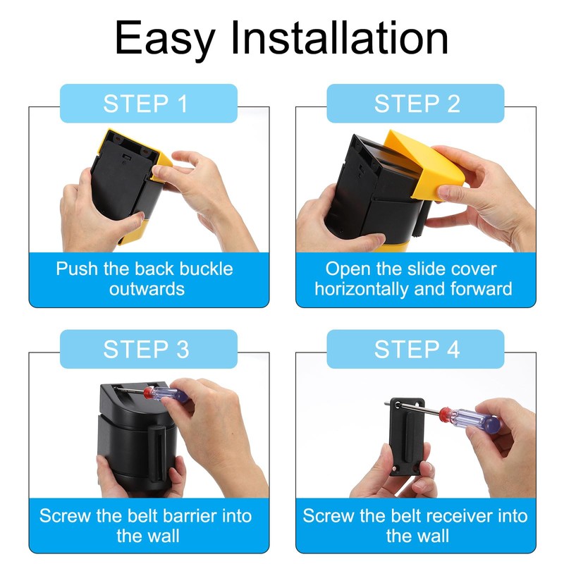PATIKIL Fixed Wall Mount Retractable Belt Barrier, 16.4 Ft Crowd