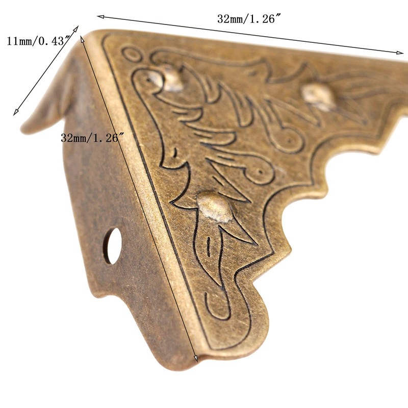 Dophee 8Pcs Antique Brass Jewelry Box Corner Case Chest Corner