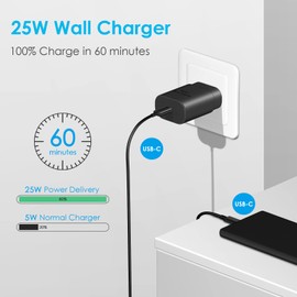 Type C Charger Fast Charging 25W, USB-C Block with C-to-C Cable [PD PPS Compatible] for Galaxy S23/S22/S21 Series/Note 20/10/9 Series/Pixel 4XL/4/3XL | CXX