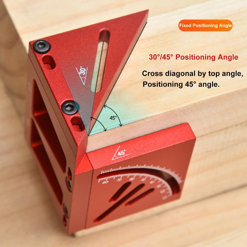 NS Juvyig 3D Multi Angle Measuring Ruler,Woodworking Square Tool Marking