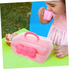 Hair Accessories Organizer Box, Portable Three-layer Storage Container with Handles, Pink Diy Hair Clips and Jewelry Box for and Dexterous and professional