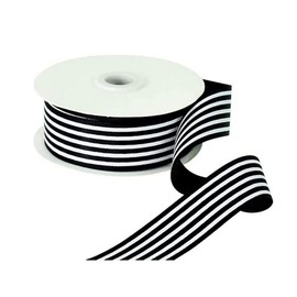 25mm x 220mm Black & White Striped Grosgrain Ribbon for Clothing Embellishments Packaging DIY Hair Accessories Crafts