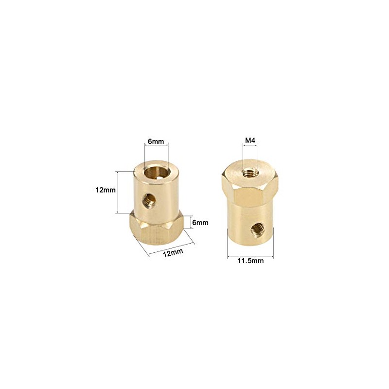 sourcing map Hexagonal Coupling 6 mm Bore Motor Hexagonal Brass