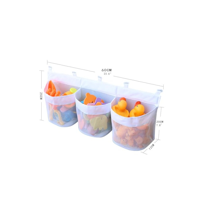Bath Tub Toy Storage, 3 Compartment Horizontal Large Openings Toy