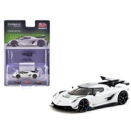 DCD for Koenigsegg Jesko Attack White Metallic 1/64 Scale Diecast Model by Tarmac Works Featuring 'Global64' Series Tarmac Cards