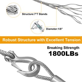Gyykzz 600FT 1/8 Inch Stainless Steel Cable for Deck Cable Railing System, T316 Marine Grade Wire Rope Aircraft Cable with Cutter, 7x7 Strands Braided Steel Cable Perfect for Cabling Project