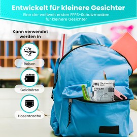 Black Small Size FFP3 Face Mask Disposable with Ear Loops - Box of 10 Masks