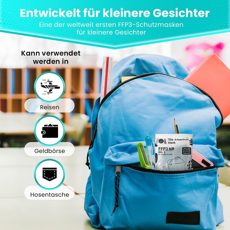 Black Small Size FFP3 Face Mask Disposable with Ear Loops