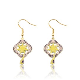 PLITI Princess Rapunzel Gift Tangled Lover Gift Fairy Tale Princess Gift Tangled Gold Sun Earrings For Rapunzel Fan (sun fan earringsCA)