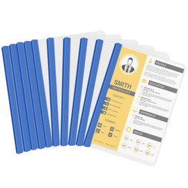 10pcs Clear Report Covers, Slide Binder File Folder, Plastic Transparent File Cover, A4 doucument Cover with U Type Sliding Bar for Office File Organizer .Hold Up to 40 Sheets Projects(Blue)