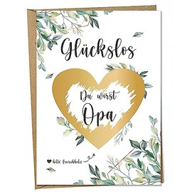 Ninky® Scratch Card "Du wirst Opa Postcard with Envelope - Pregnancy Announcement Grandpa - Scratch Card Heart Gold DIN A6